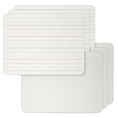 Charles Leonard Dry Erase Board, 2-Sided Lined/Pla", 9" x 12", PK6 35120